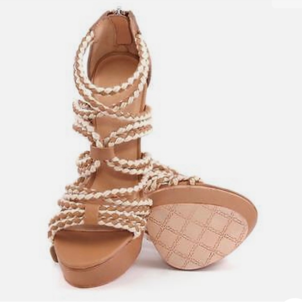 L.A.M.B. “Morisa” Tan leather platform heels, size 8 - Picture 2 of 6